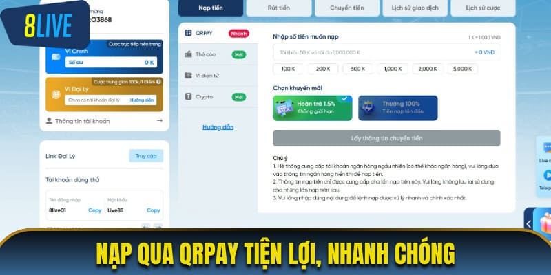 Nạp qua QRPAY tiện lợi, nhanh chóng